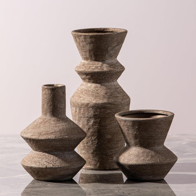 3-Piece S/M/L Ceramic Vase Set: Waterproof Farmhouse Decor for Fresh/Dried Flowers & Table