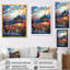 Bleu, Japon, arbre en fleurs, paysages - art asiatique, art mural-449275423-449275420