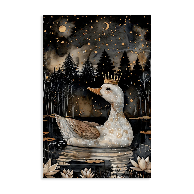«Regal Duck at Night», art mural sur toile par The Dutch Lady, H 30 po x l 20 po