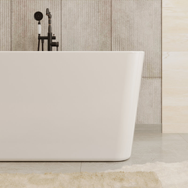 Glendale Casainc 43'' Freestanding Soaking Acrylic Bathtub, White