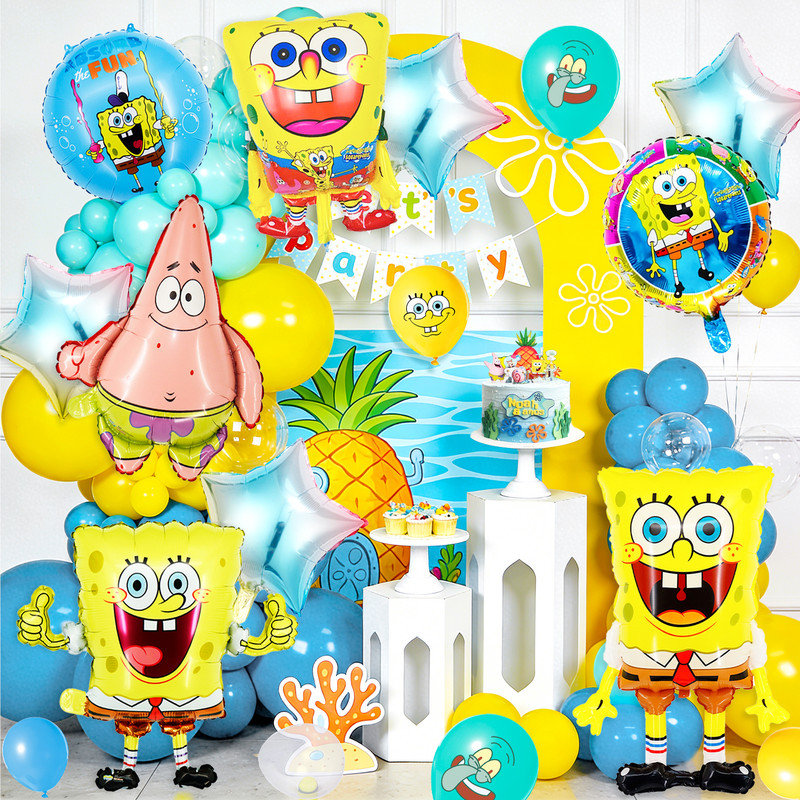 SpongeBob Balloon Party Decorations,72Pcs SpongeBob Birthday Decorations Balloons Set