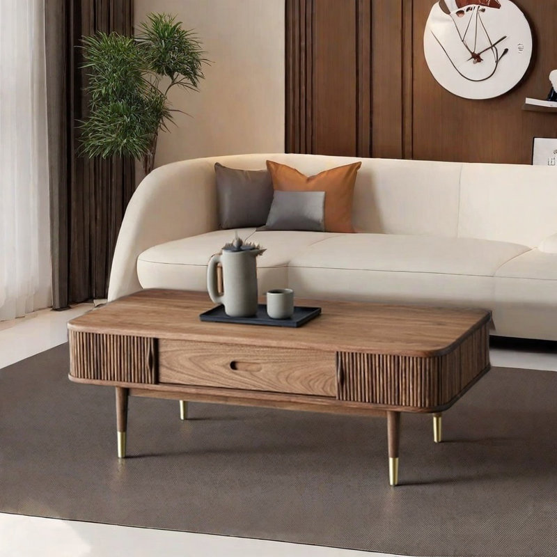 Rustic Wood Coffee Table, Copper Legs, Easy