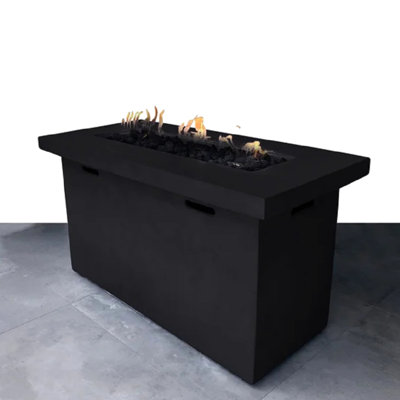 Outdoor Fiber Reinforced Concrete Propane Fire Pit Table, 25" X 42", Heat , Rust And