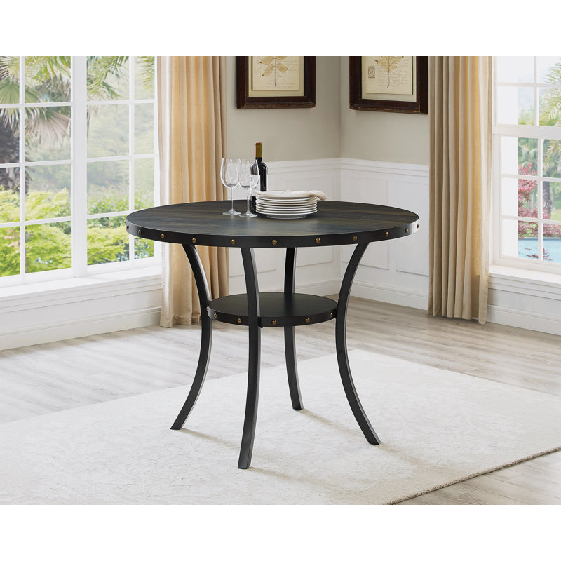 Demarri Dining Collection Counter Height Nailhead Round Dining Table, Brown, Brown, 36" H x 48" W x 48" D