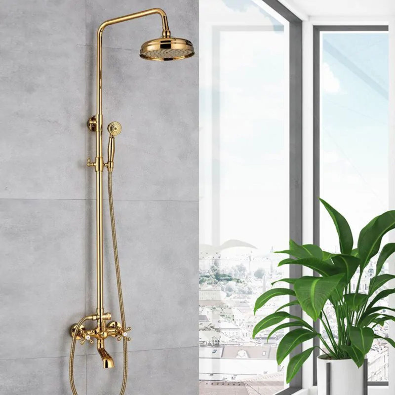 Wall-Mounted 8 Inch Shower System with Thermostatic Valve and Handheld Spray in Chrome Finish