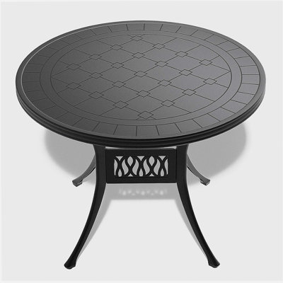 5-Piece All-Weather Cast Aluminum Dining Set, Include 4 Swivel Chairs and 39.37" Round Table With Black Frame (same sku: W1710S00438 )