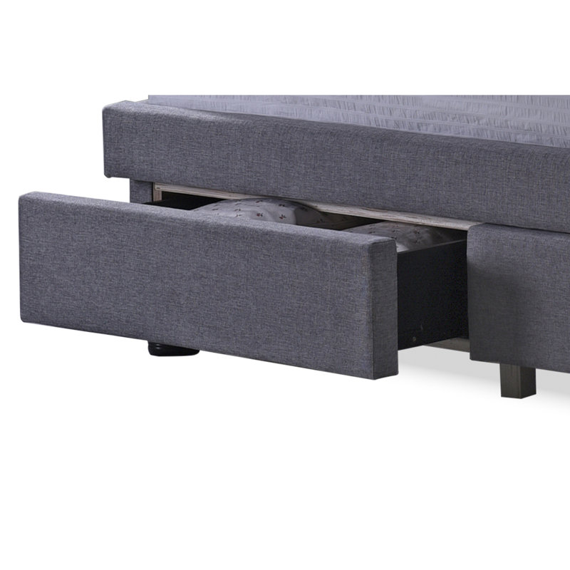 Lutton Upholstered Platform Storage Bed, King, Grey