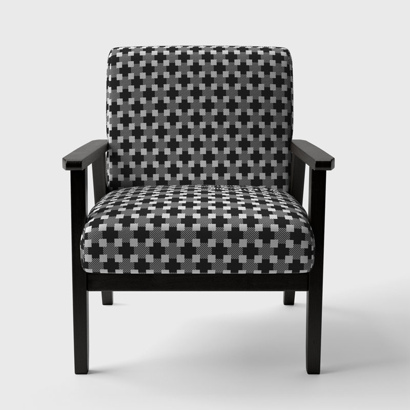 «Glanti - Motif géométrique monochrome II - Fauteuil rembourré Mid-Century