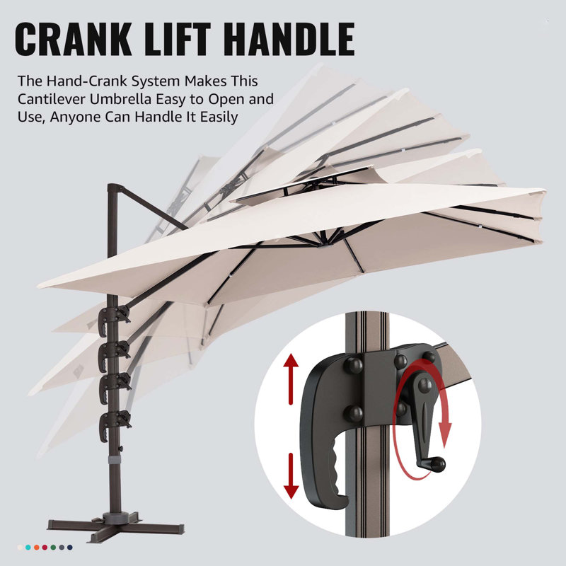 11 foot aluminum patio umbrellas 13x13 ft / 11x15 ft Outdoor Umbrella MEVBC 10 X 13 Livello:Platino adjust 360 degrees as 160W