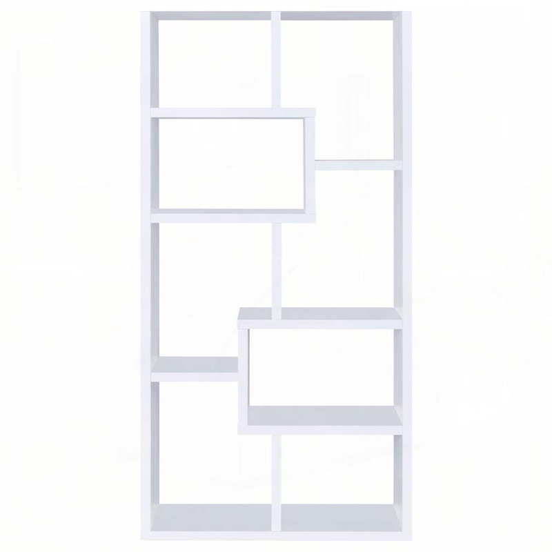 Bibliothèque géométrique blanche à 8 tablettes, Blanc