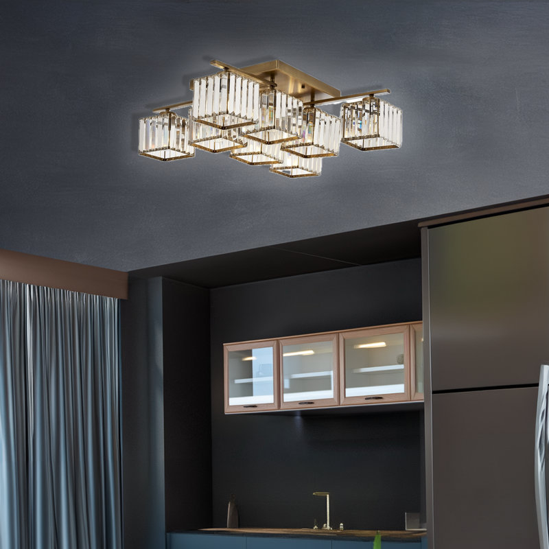 Plafonnier encastré en cristal 8 lumières