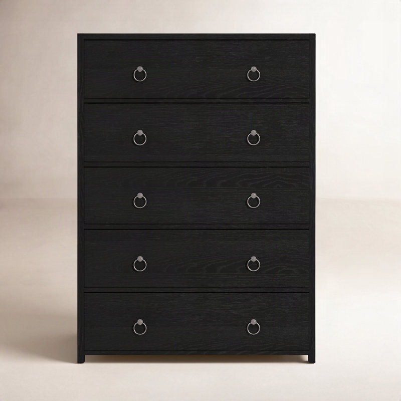 Lark 5 Drawer Dresser, Black