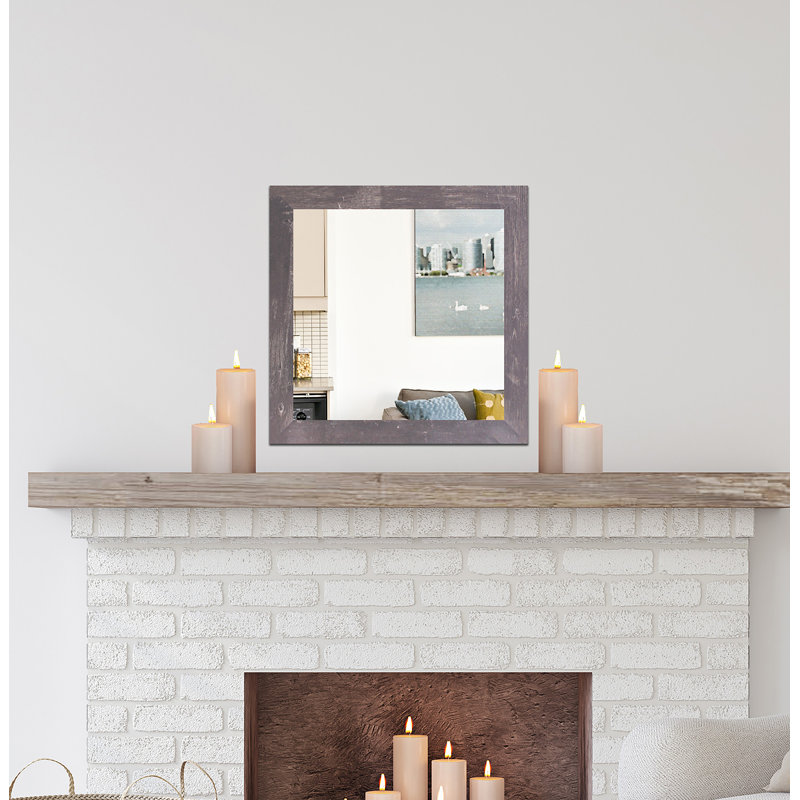 Dematteo Wood Flat Mirror, 21.5" H x 21.5" W, Harvest Brown