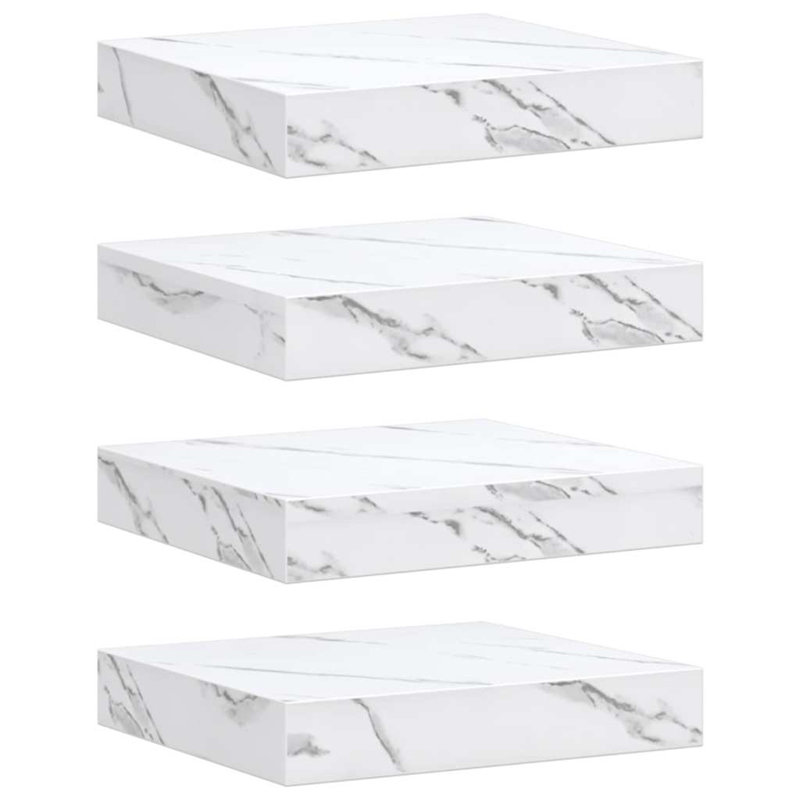 Floating Shelf, White Marble, 4cm H x 23cm W x 23.5cm D