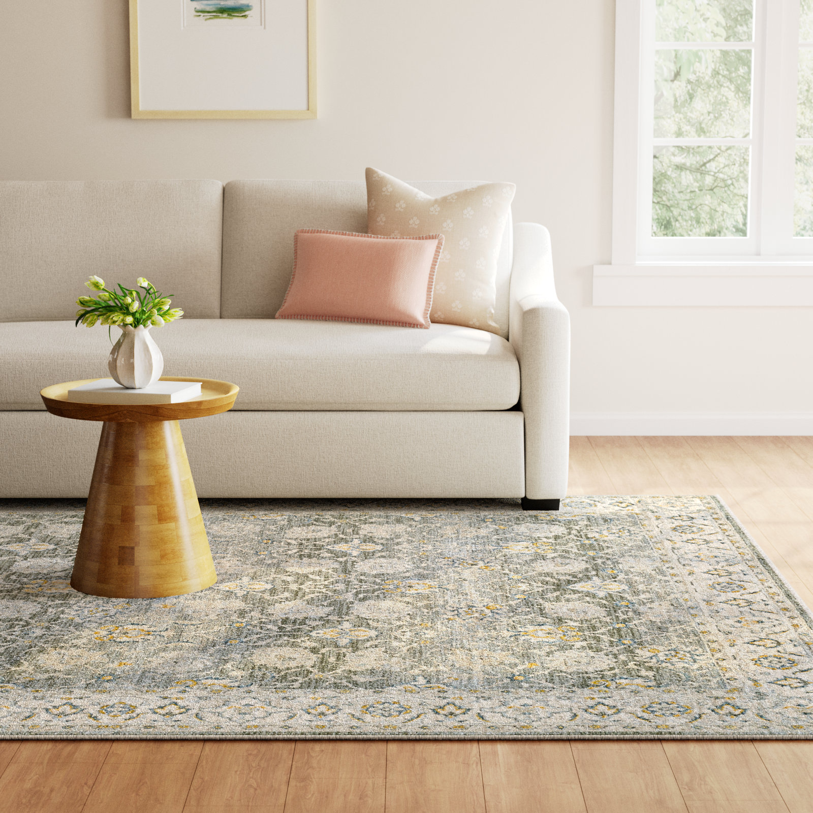 Delyse Olive/Gold/Beige/Gray Rug, Rectangle 7'10" x 10'3"