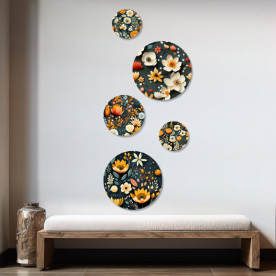 Criss - Ensemble d'art mural rond géométrique Mid-Century de 5