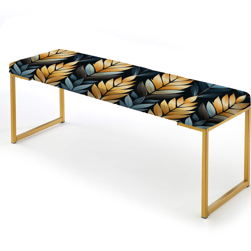 Tribal Essence Chevron Pattern - Chevron Upholstered Gold Bench