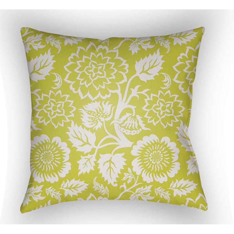 Moody Floral Floral Throw Pillow, Lime, 22" H x 22" W x 1" D