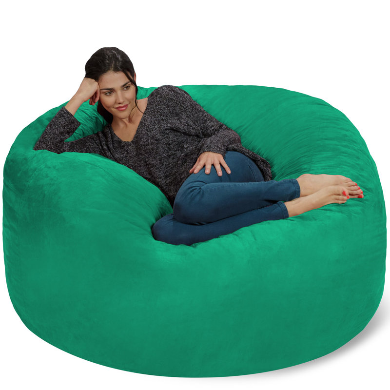 Bean Bag Chair: Giant 5' Shredded Memory Foam Filled Furniture Bean Bag with Removable and Machine Washable Cover - Big Bean Bag Sofa Lounger with Soft Micro Fiber Cover - Multiple Colors and Fabrics