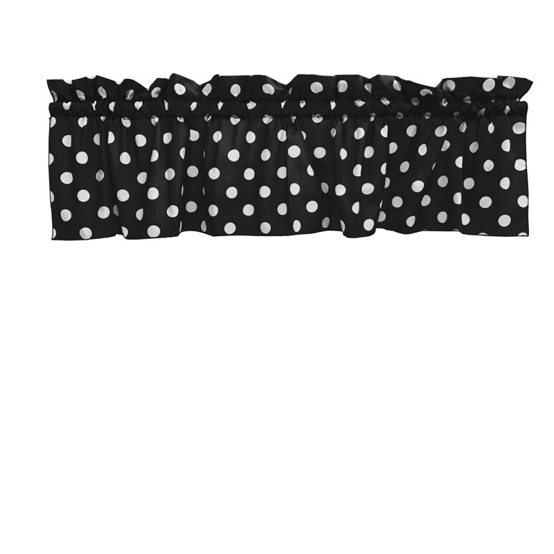 Chrisman Cotton Blend Polka Dots Tailored Window Valance, 58" W x 18" L, Black/White