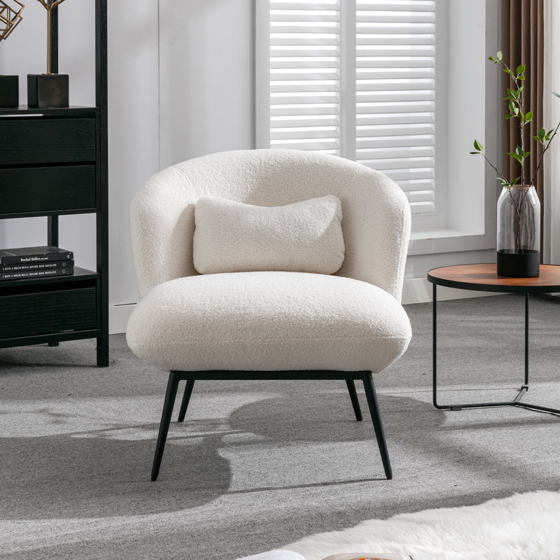 Chaise d'appoint rembourrée avec pieds en métal, Blanc