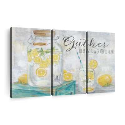 «Gather Here Country Lemons Landscape», 3 pièces sur toile