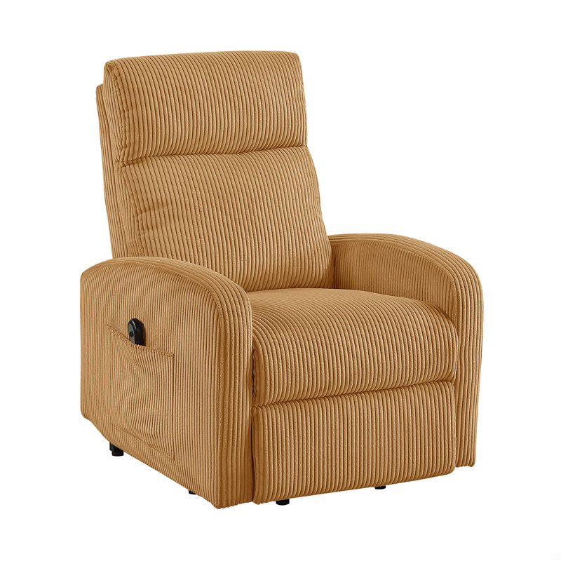 Power Lift Chair Recliner 1Pc Plush Corduroy Upholstery, Yellow