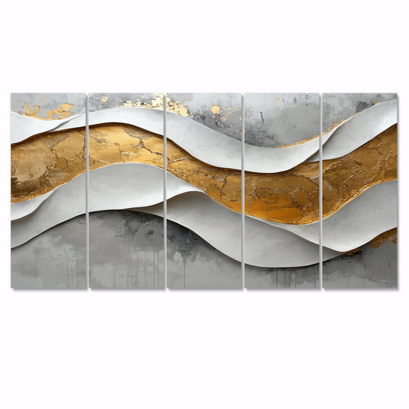 Fosteau II - art mural vagues - art mural moderne sur toile, 5, H 32 po x l 80 po