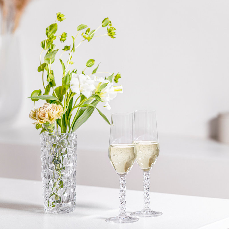 Orrefors Carat Clear Crystal Flower Vase