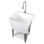 Évier à lessive 24 po L 24 po x l 24 po avec robinet à col flexible en acier inoxydable, pieds en acier, siphon en P et bouchon