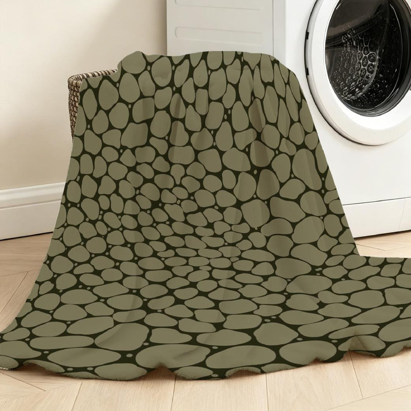 Jeté en molleton noir ultra doux en flanelle, imprimé sur un fond naturel, Throw 30" x 40"
