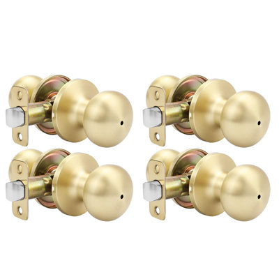Gold Interior Door Knobs, Bedroom Door Knob, Door Knobs Interior Bulk, Brushed Gold Privacy Door Knob for Bedroom or Bathroom(4 Pack)