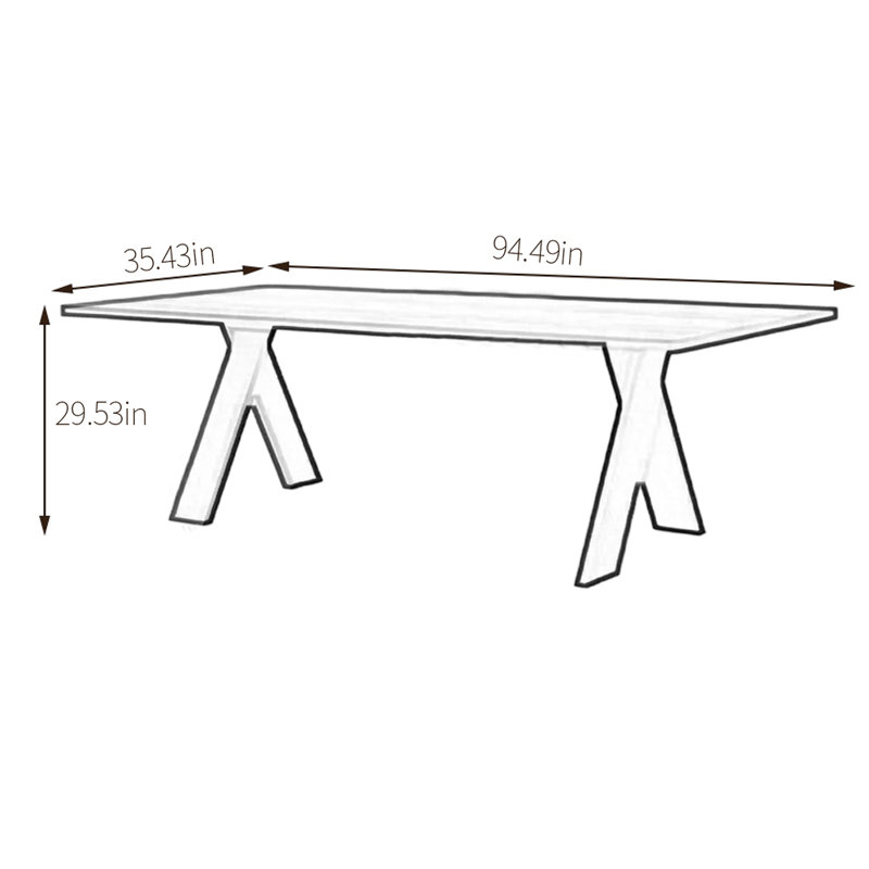 Menides Ash Solid Wood Dining Table, Black, 35.43" W x 94.49" L
