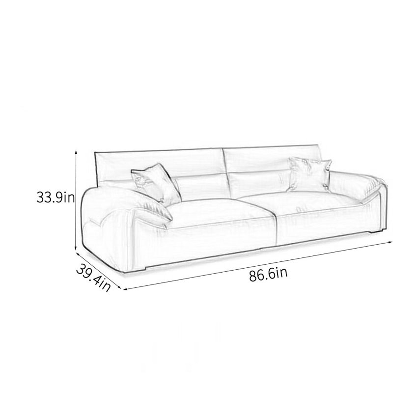 Simple elegant comfortable office sofa, 33.9" H x 86.6" W x 39.4" D, 3