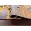 Tapis unique pêche / mauve / doré / brun noué à la main de conception unique 4 pi 2 po x 6 pi 3 po