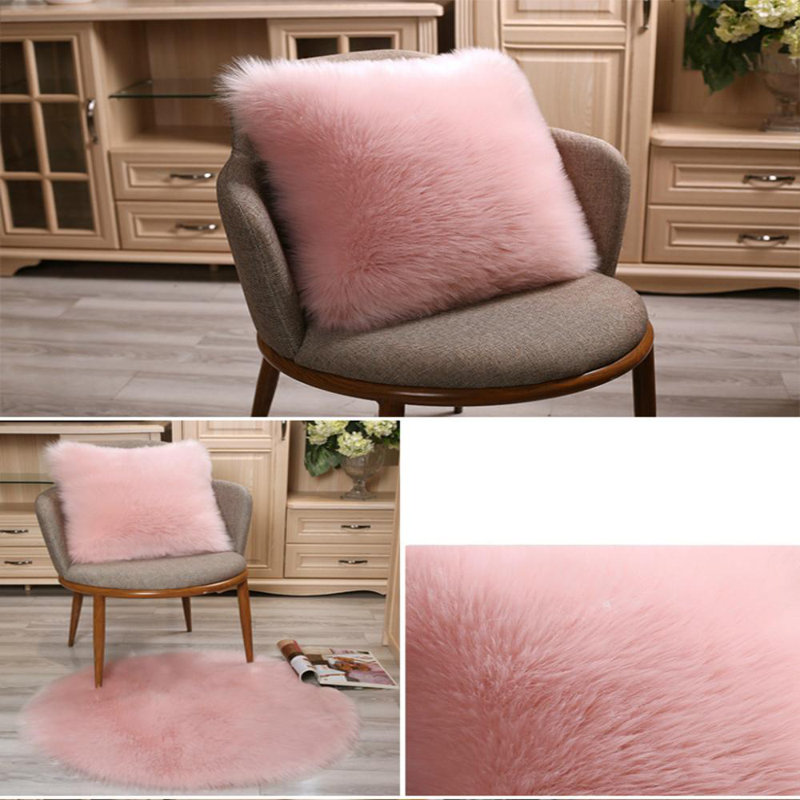 Cristopher Fluffy Faux Fur Cushion Cover, Pink, 45 x 45cm