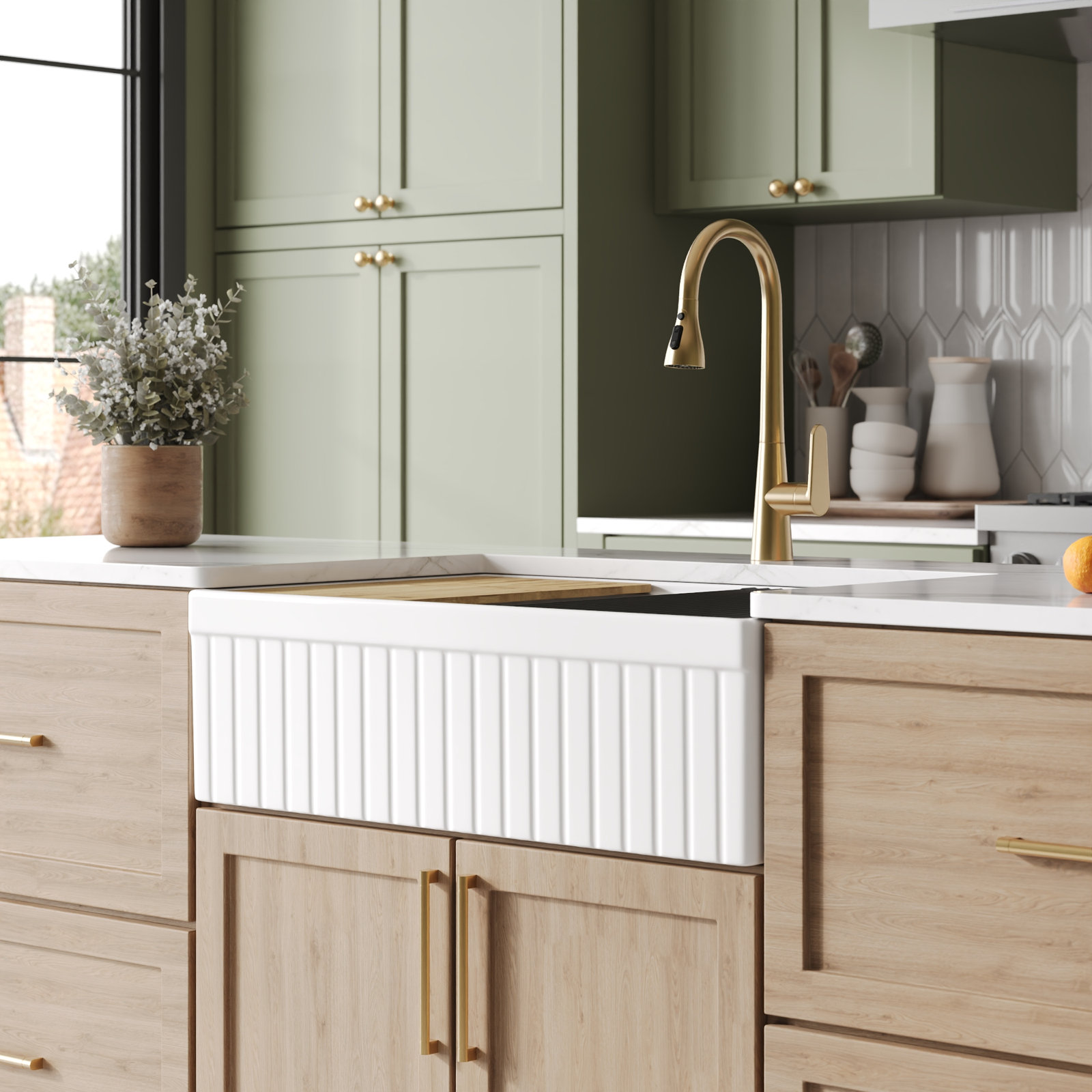33" Workstation Farmhouse Kitchen Sink