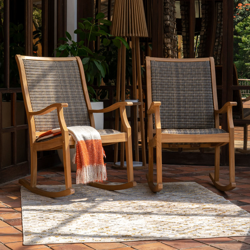 Annachiara Teak Outdoor Rocking Chair (Set Of 2)