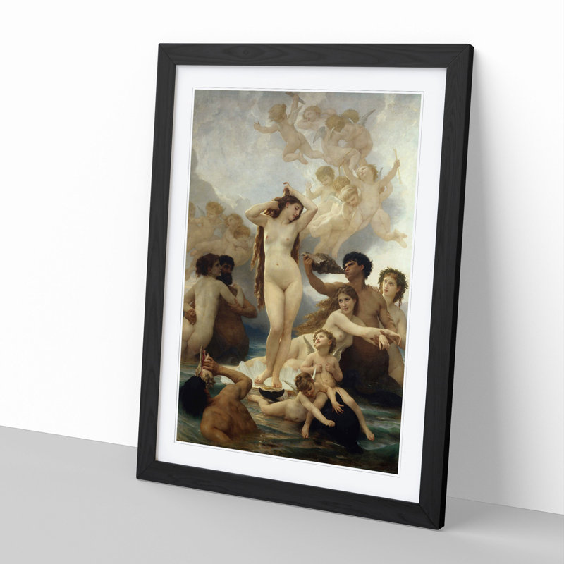 The Birth of Venus by William Adolphe Bouguereau - Picture Frame Painting, Black Framed, 65cm H x 48cm W x 2cm D