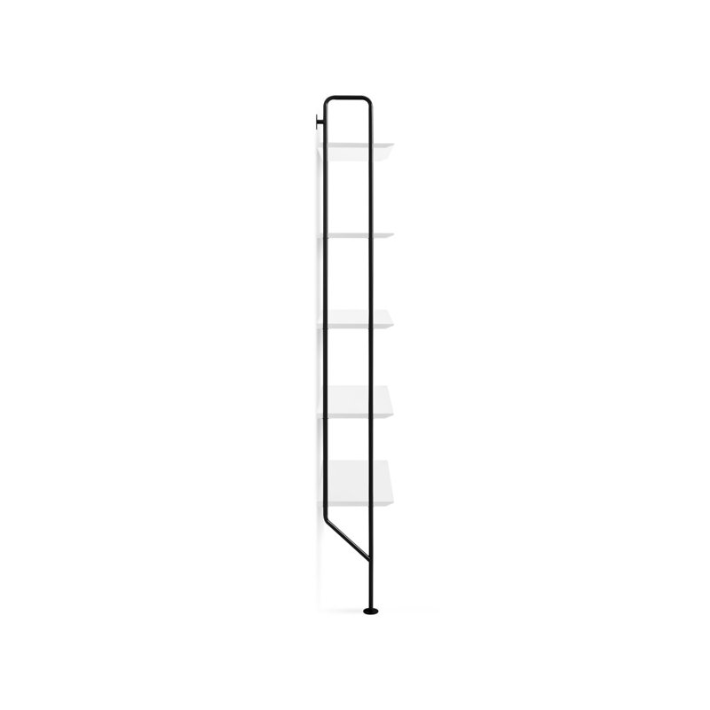 Black and White Metal and Wood Wall-Mounted Bookcase