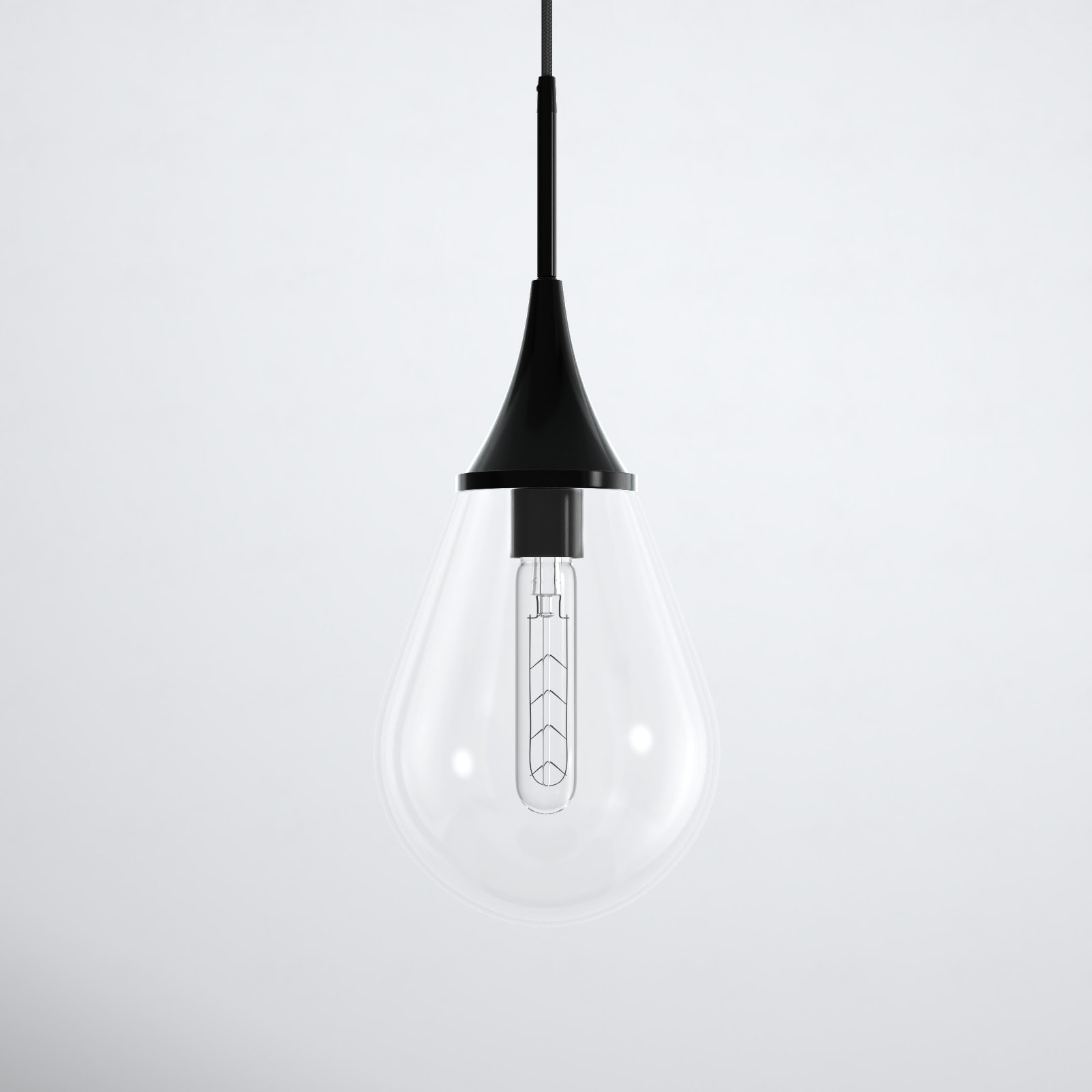 Hoye Single Light Glass Dimmable Pendant, Blackened Bronze, Clear, 19.12"H x 7.63"W x 7.63"D
