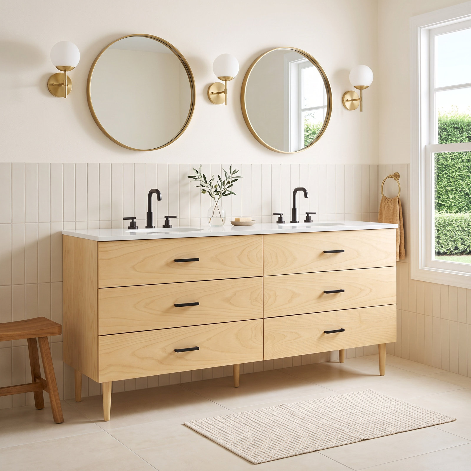 Boyle 72" Double Bathroom Vanity, Matte Black