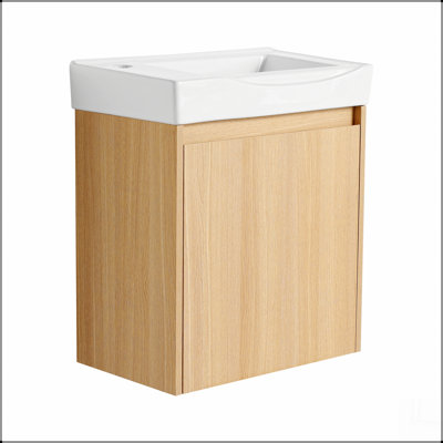 Ensemble de meuble-lavabo mural 20 po avec lavabo en céramique, armoire de rangement avec portes, ensemble d'armoire de salle de bain