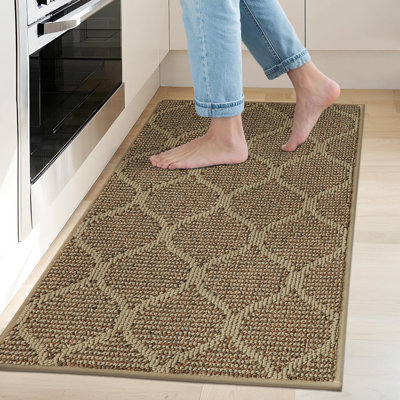 Tapis de cuisine antidérapant lavable 20 po x 32 po, tapis de cuisine absorbants pour plancher, tapis de couloir pour plancher de cuisine, tapis d'évier de cuisine 100% polypropylène (beige)