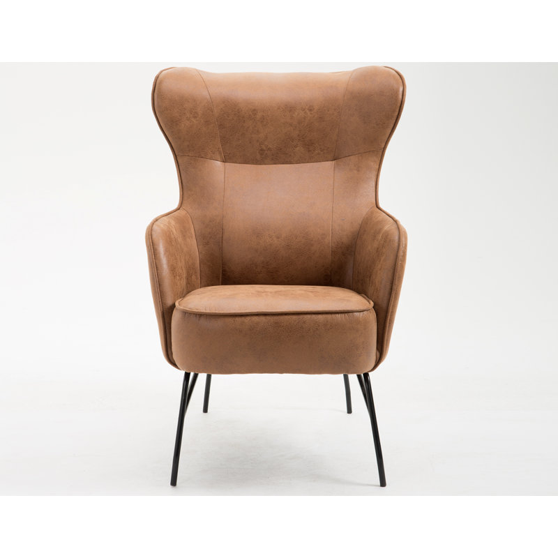 Rainer Upholstered Accent Chair, Saddle Faux Leather