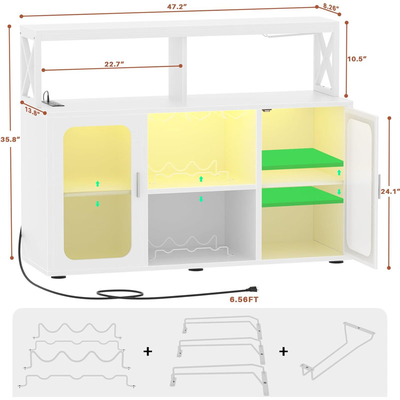 Xachary 47.2'' Bar Cabinet, White
