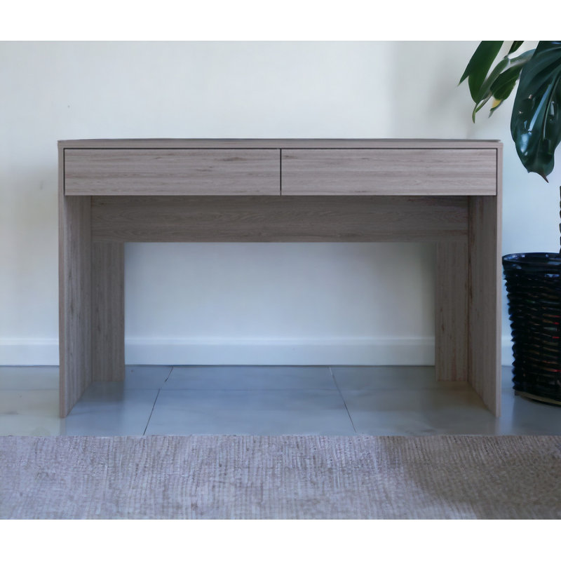 Bureau d'ordinateur avec deux tiroirs Makalyn, Gris clair