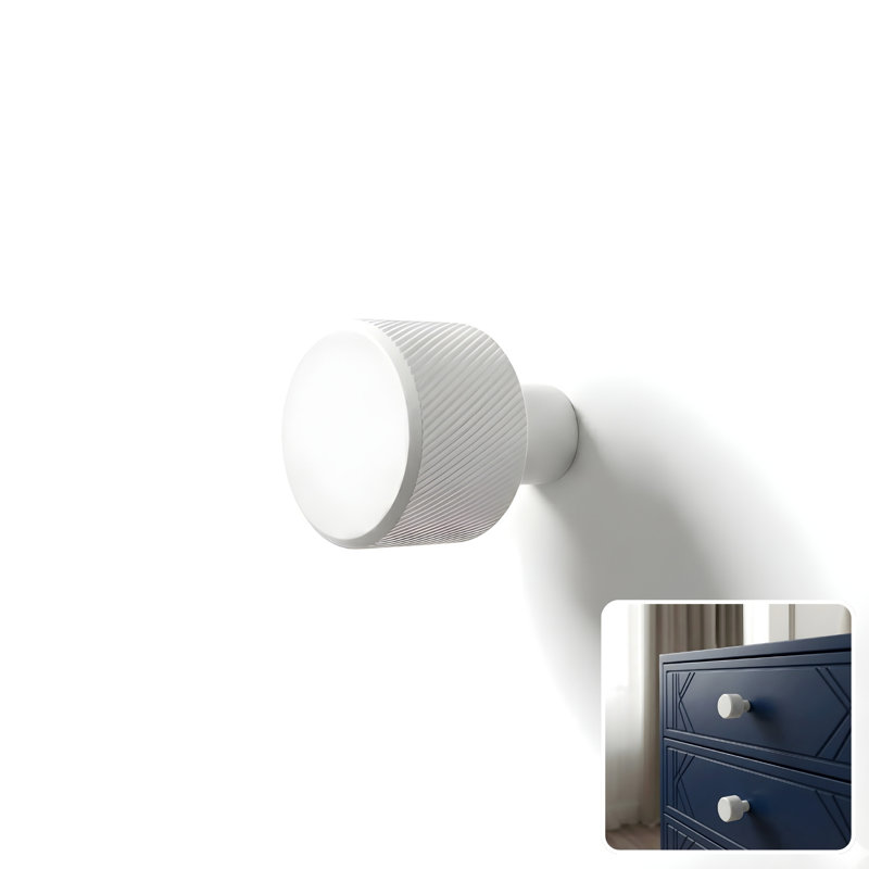 ROUS Hardware Mid Century Modern Knurled Knob, Snow (White)