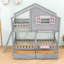 Lit superposé simple en bois 2 tiroirs avec boîte de rangement-1324406460