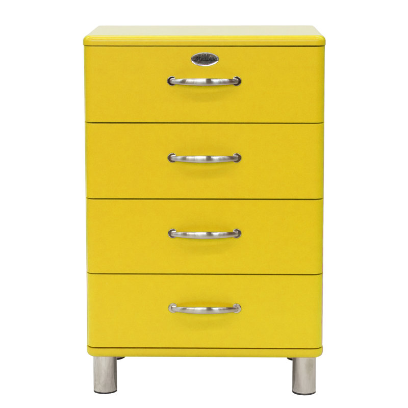 Commode 4 tiroirs Malibu, Jaune